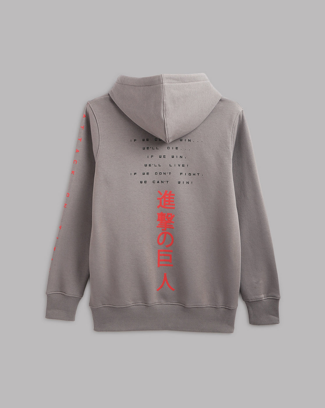 Attack On Titan Regular Fit Grey Hoodie Men