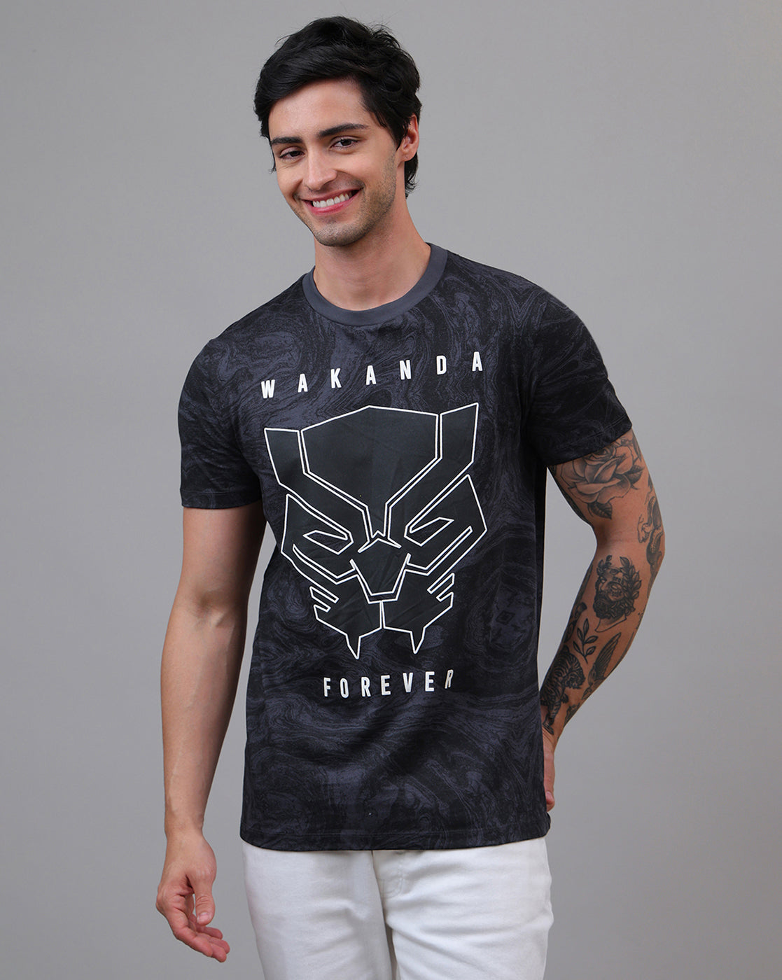Black Panther Printed Regular Fit Tshirt For Men
