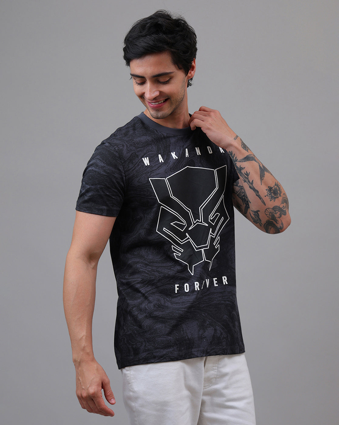 Black Panther Printed Regular Fit Tshirt For Men