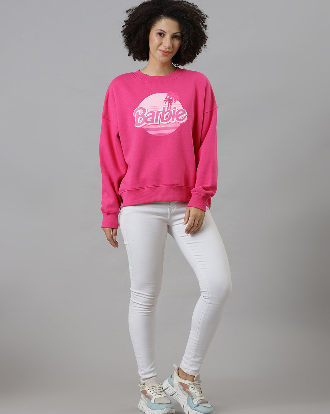 Barbie Pink Oversized Sweatshirt Women