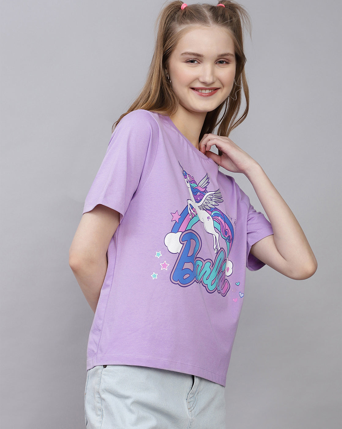 Barbie Printed Regular Fit Tshirt For Women