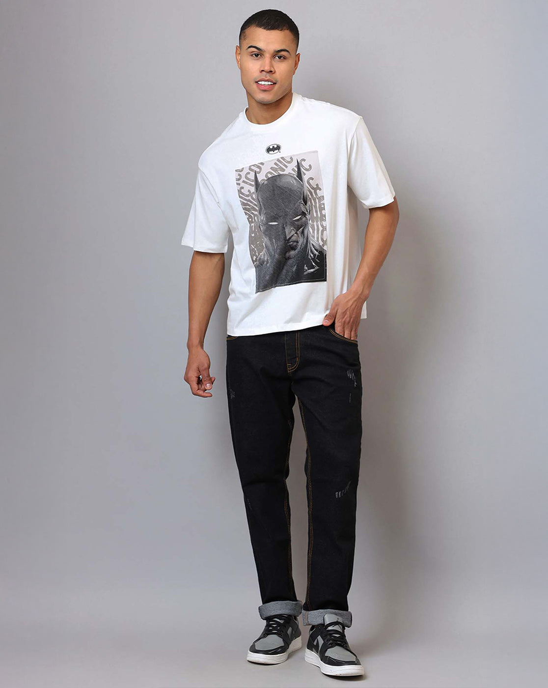 Batman Stitched Patch Oversized Tshirt Men