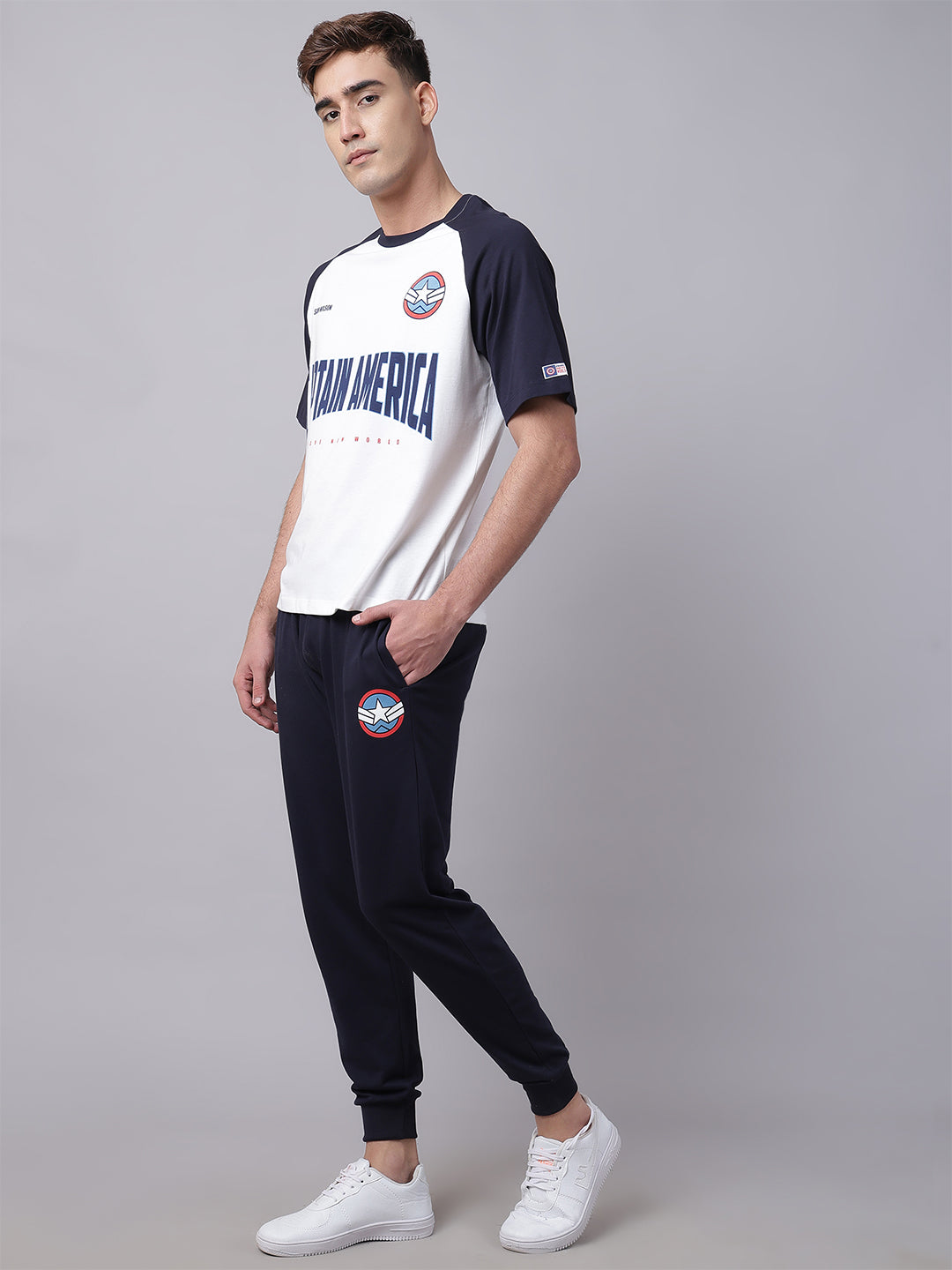 Captain America Printed T-Shirt & Joggers Co-Ords Set For Men