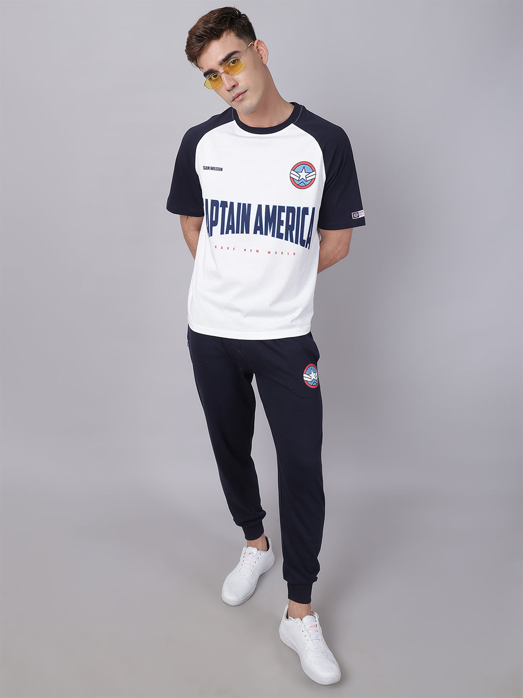 Captain America Printed T-Shirt & Joggers Co-Ords Set For Men