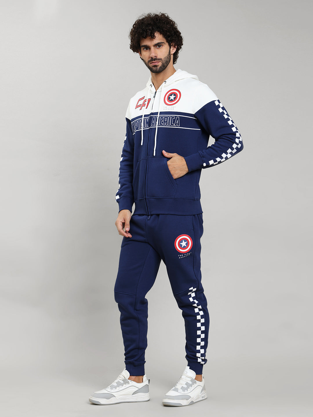 Captain America Printed Hoodie & Joggers Co-Ords Set For Men