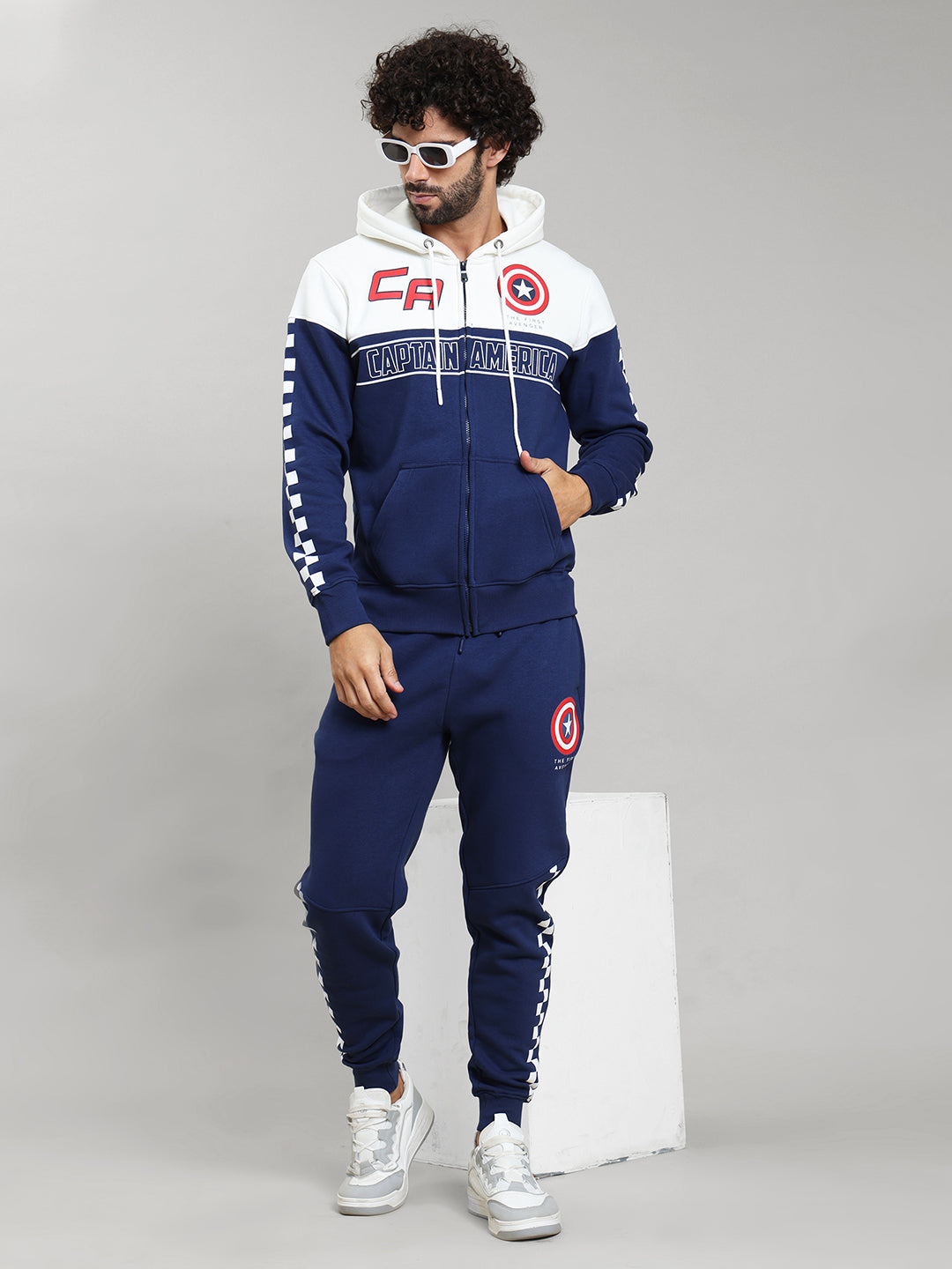 Captain America Printed Hoodie & Joggers Co-Ords Set For Men