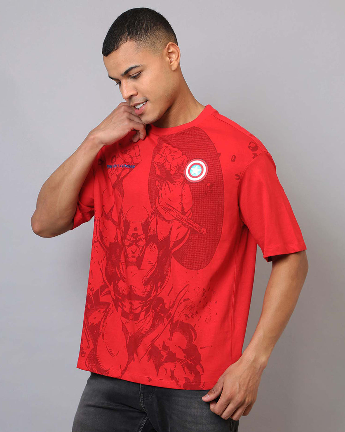 Captain America Printed Oversized Tshirt For Men