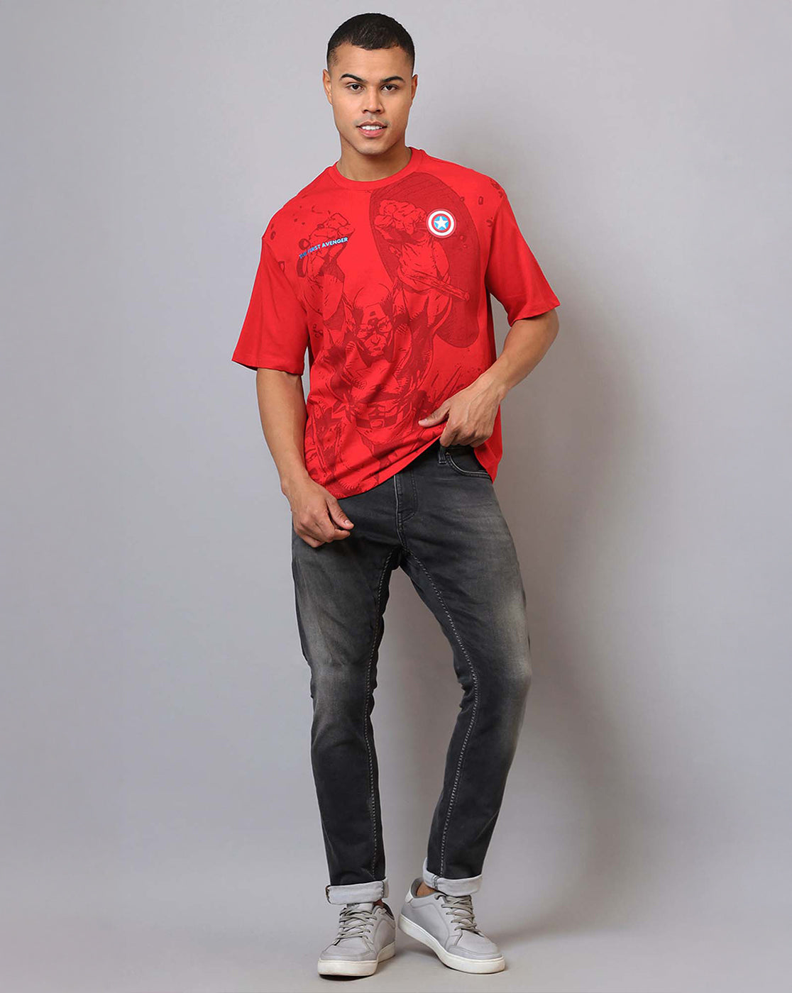 Captain America Printed Oversized Tshirt For Men