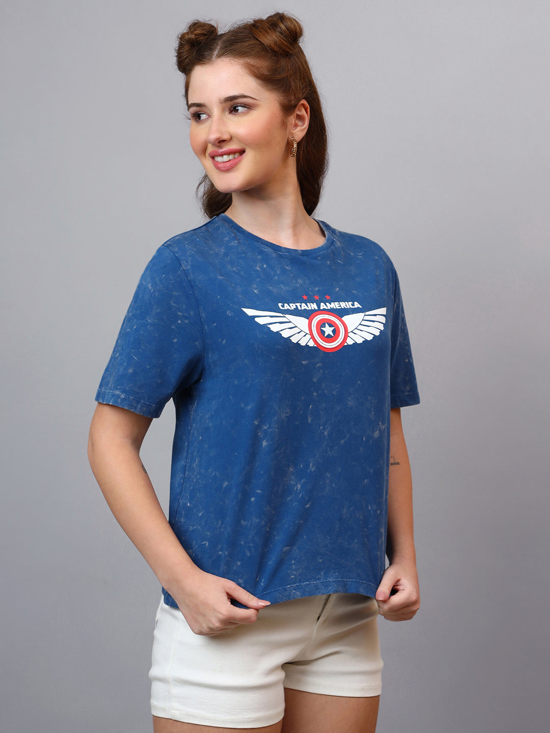 Captain America Printed Regular Fit Tshirt For Women