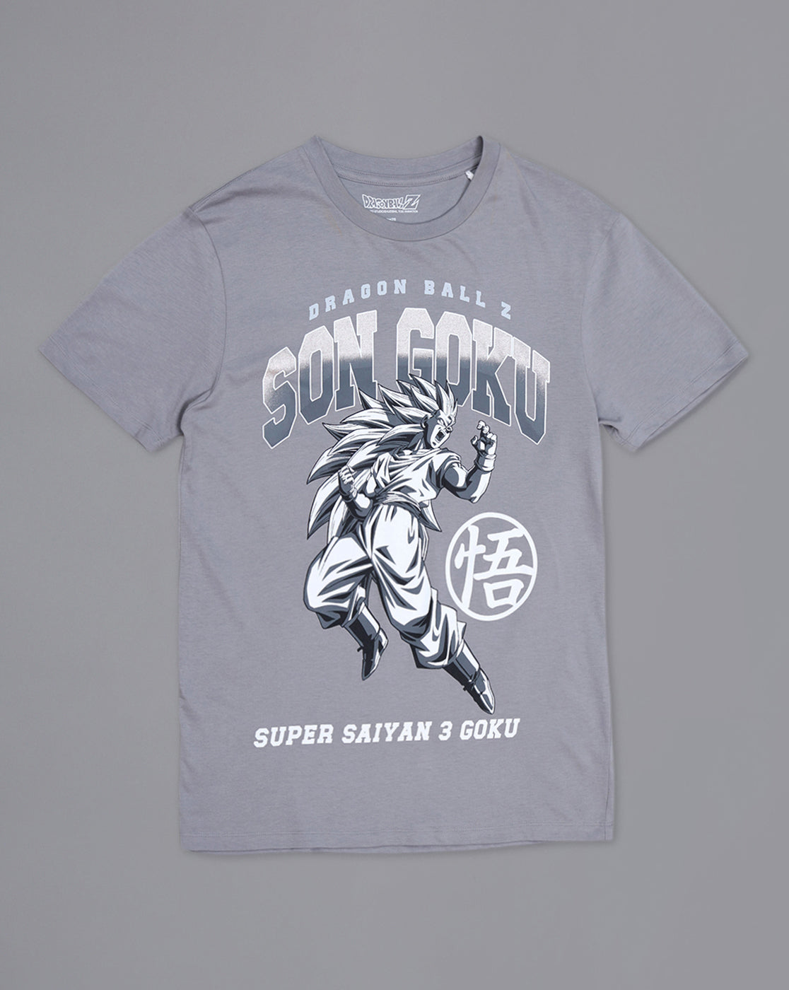 Dragon Ball Z: Son Goku Anime Printed Pure Cotton Grey Regular Fit Tshirt For Men