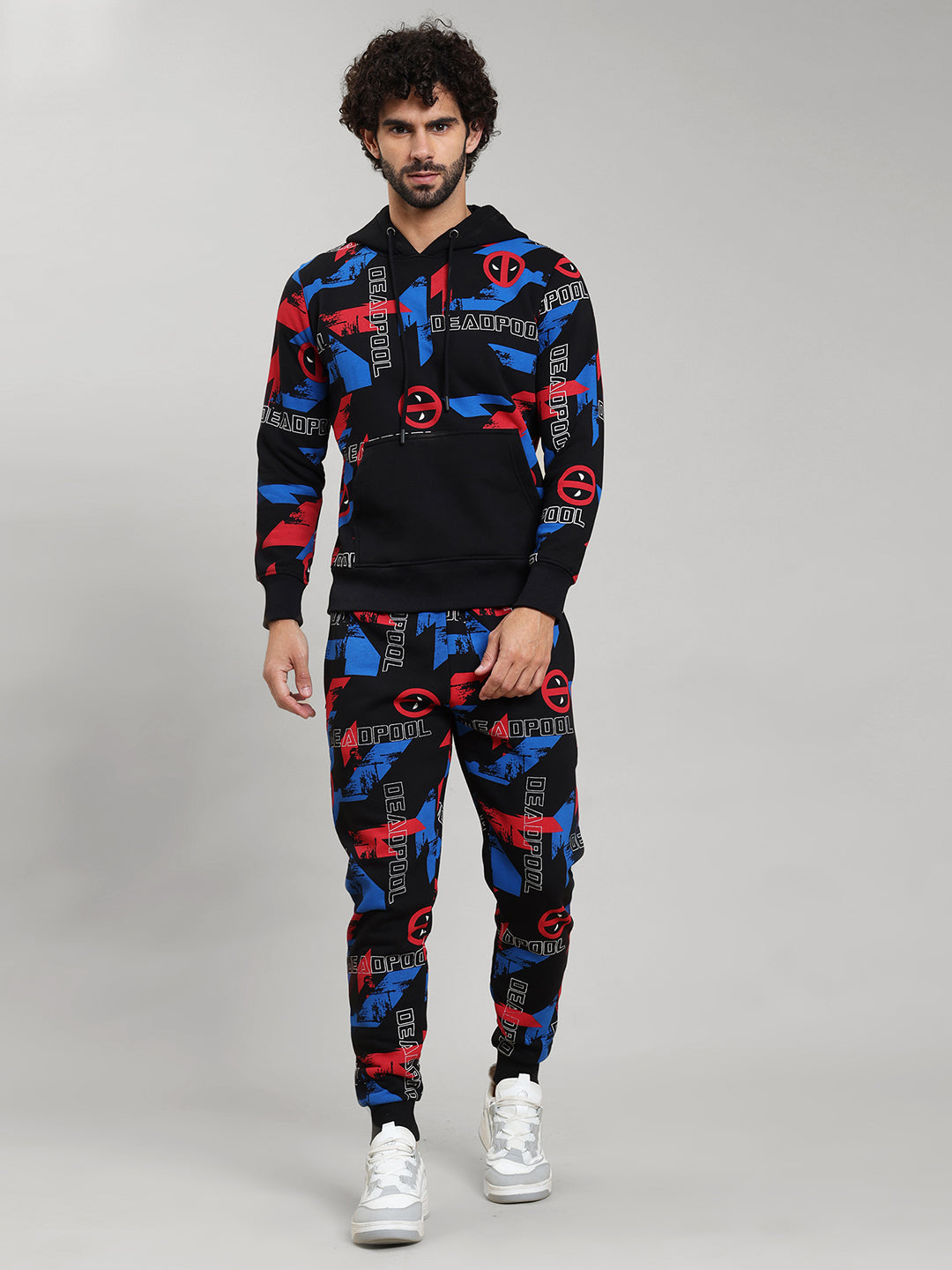Deadpool Printed Hoodie & Joggers Co-Ords Set For Men