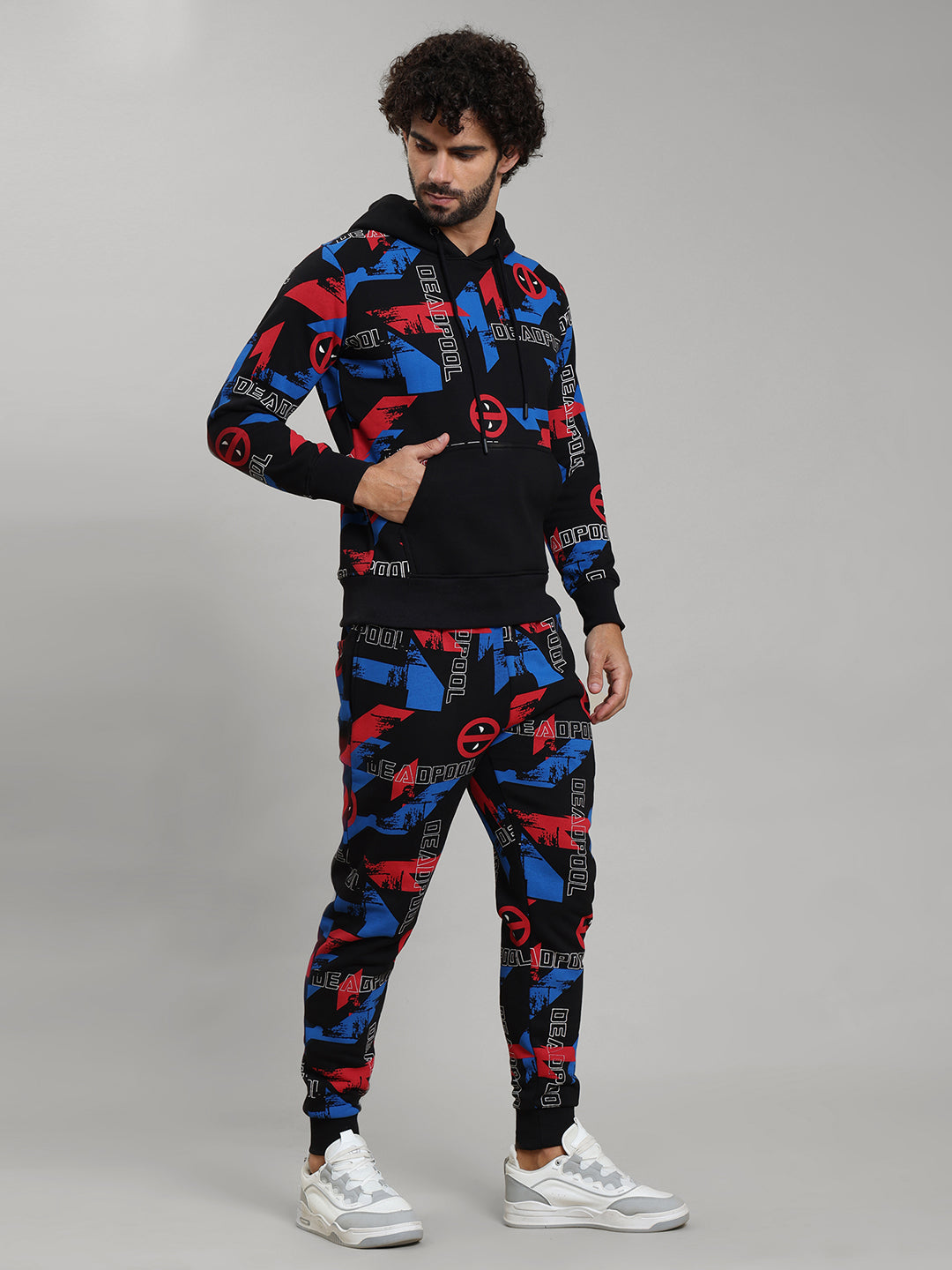 Deadpool Printed Hoodie & Joggers Co-Ords Set For Men