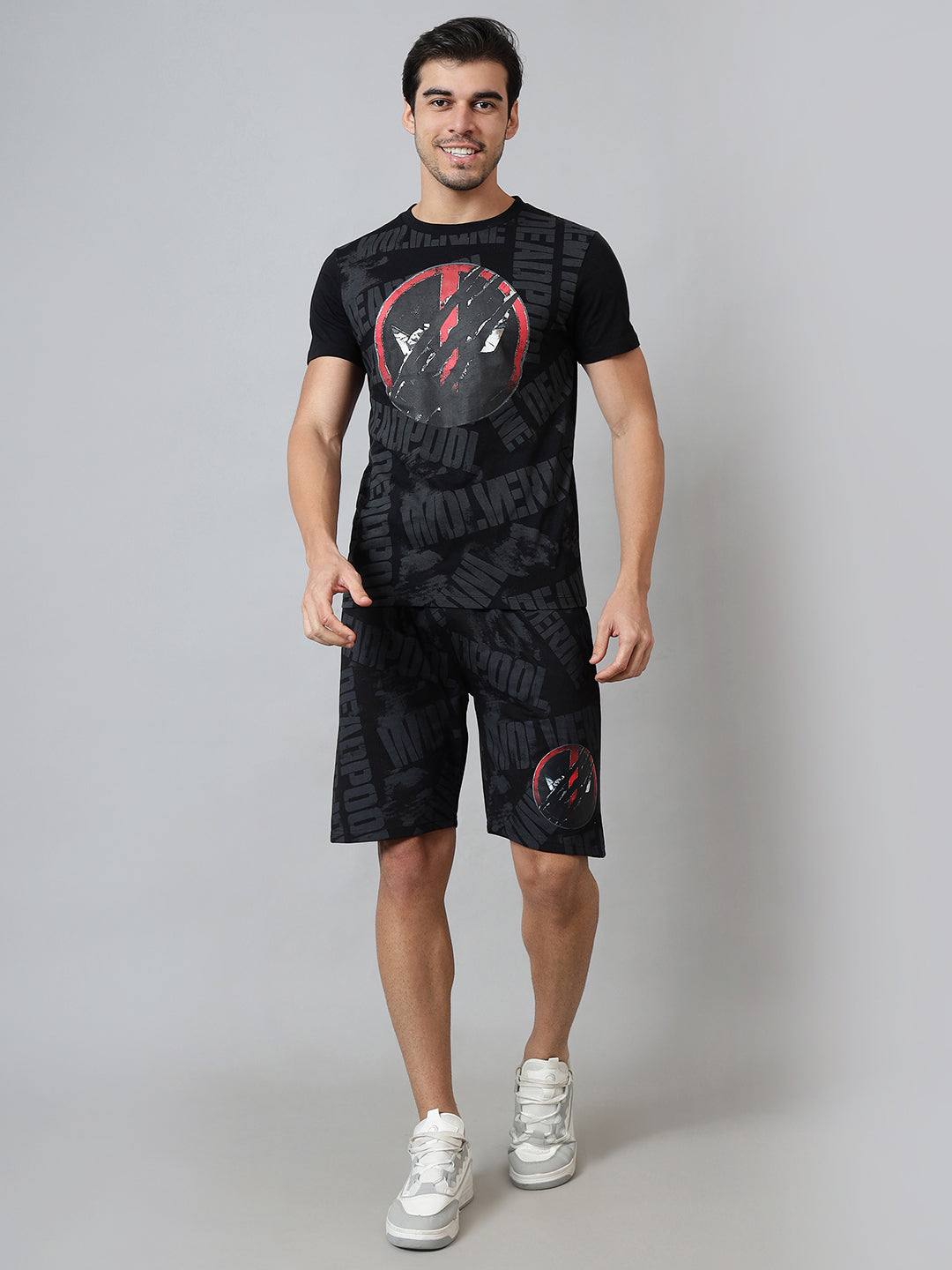 Deadpool Printed T-Shirt & Shorts Co-Ords Set For Men