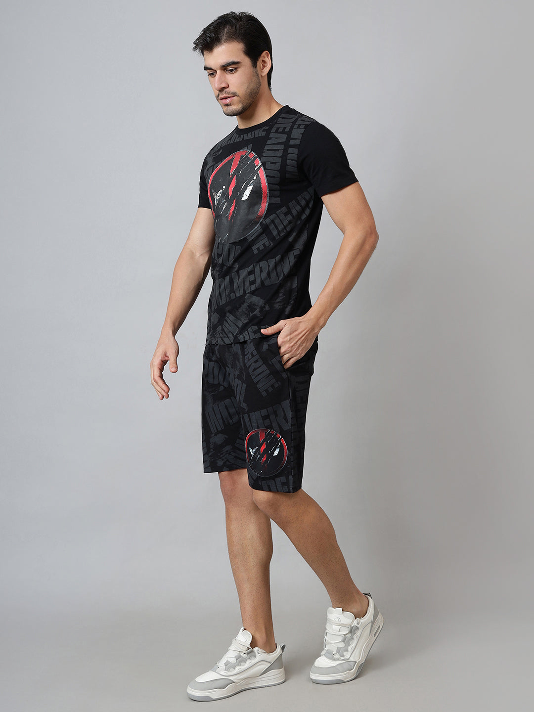 Deadpool Printed T-Shirt & Shorts Co-Ords Set For Men