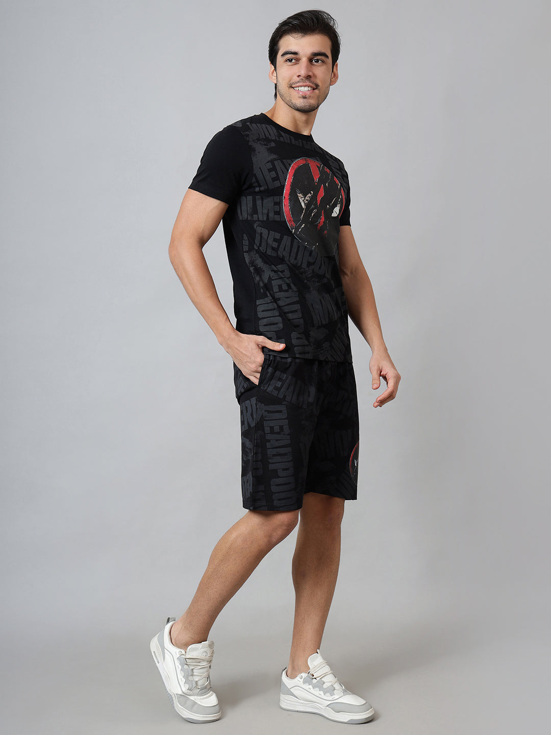 Deadpool Printed T-Shirt & Shorts Co-Ords Set For Men