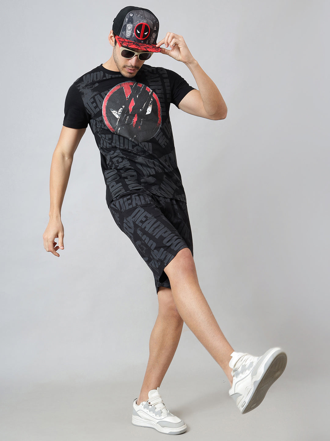 Deadpool Printed T-Shirt & Shorts Co-Ords Set For Men
