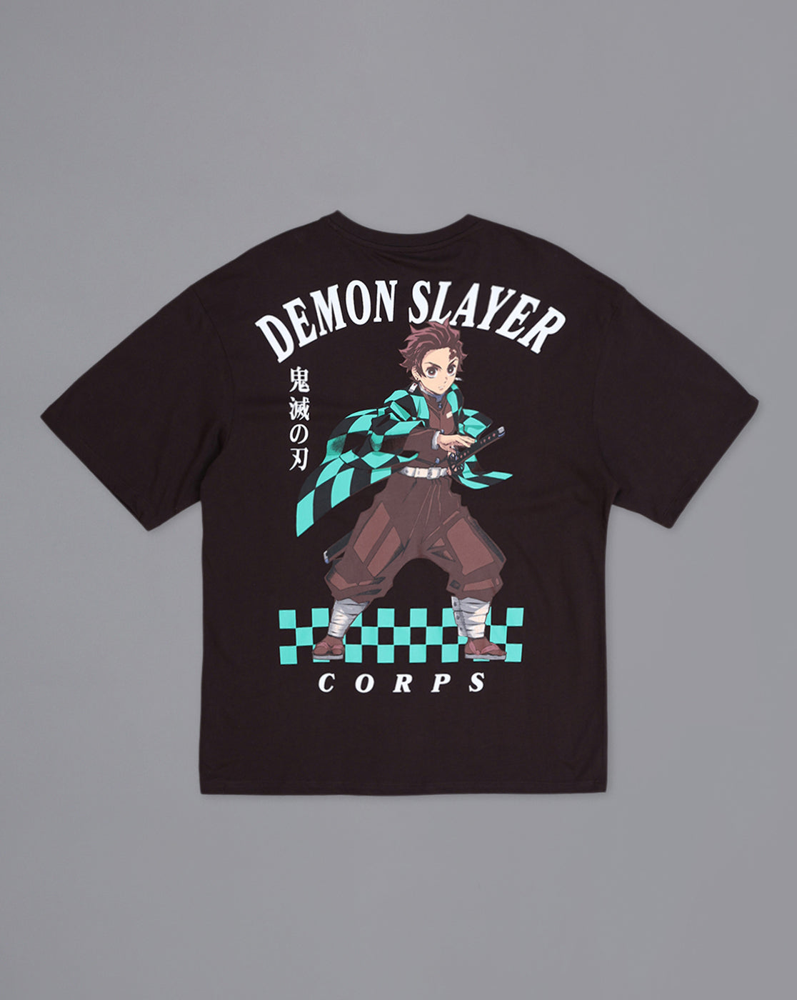 Demon Slayer: Tanjiro Anime Printed Pure Cotton Brown Oversized Tshirt For Men