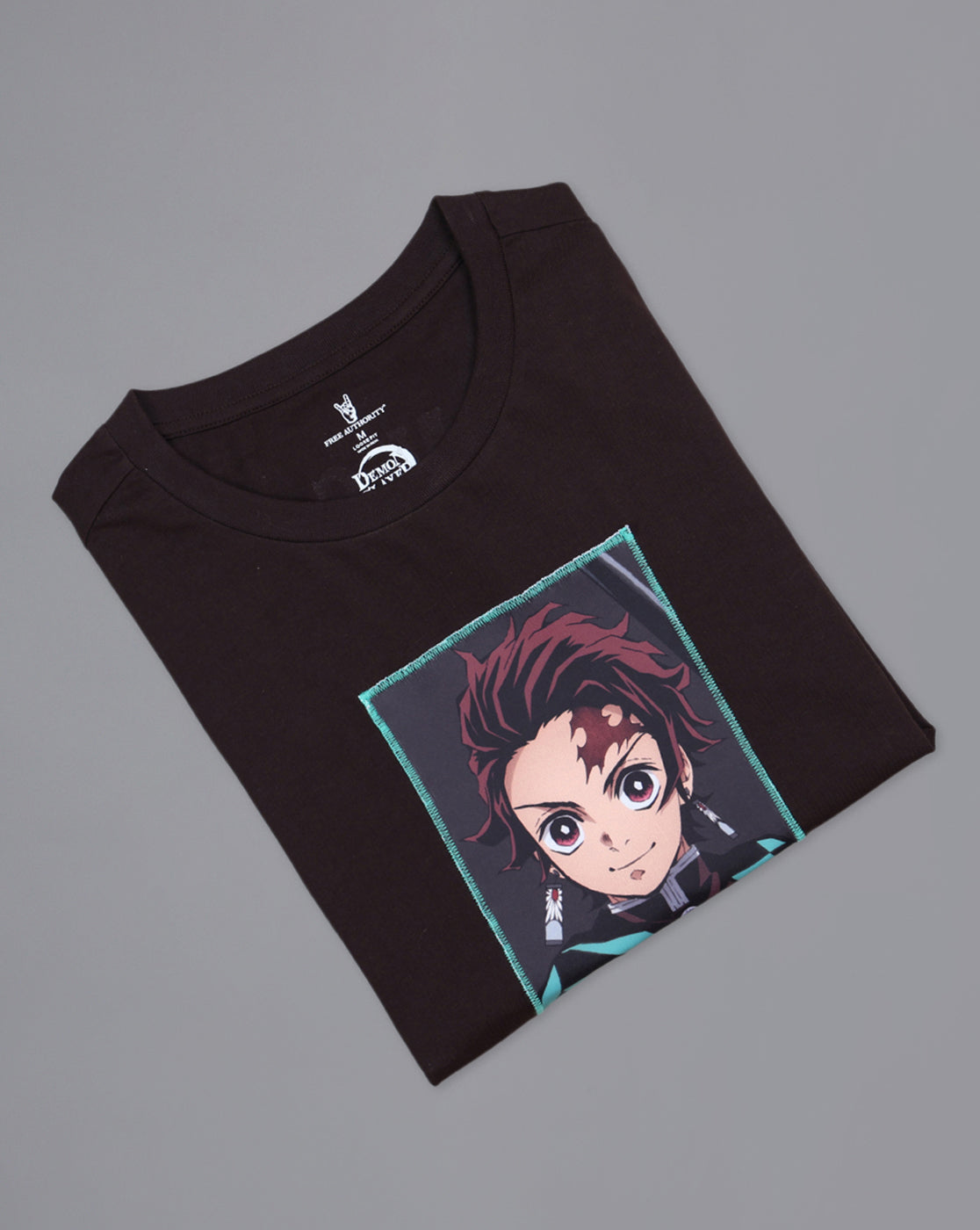 Demon Slayer: Tanjiro Anime Printed Pure Cotton Brown Oversized Tshirt For Men
