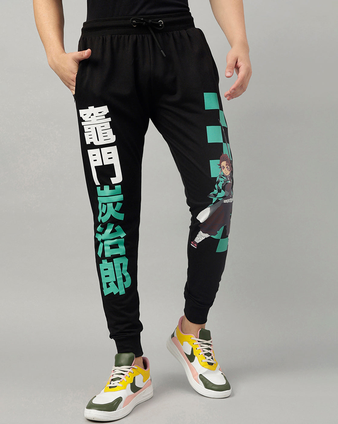 Demon Slayer Cargo Jogger Hose | Tanjiro Zenitsu Design | Aus Baumwollmix | Mit Taschen | Für Streetwear & Sport