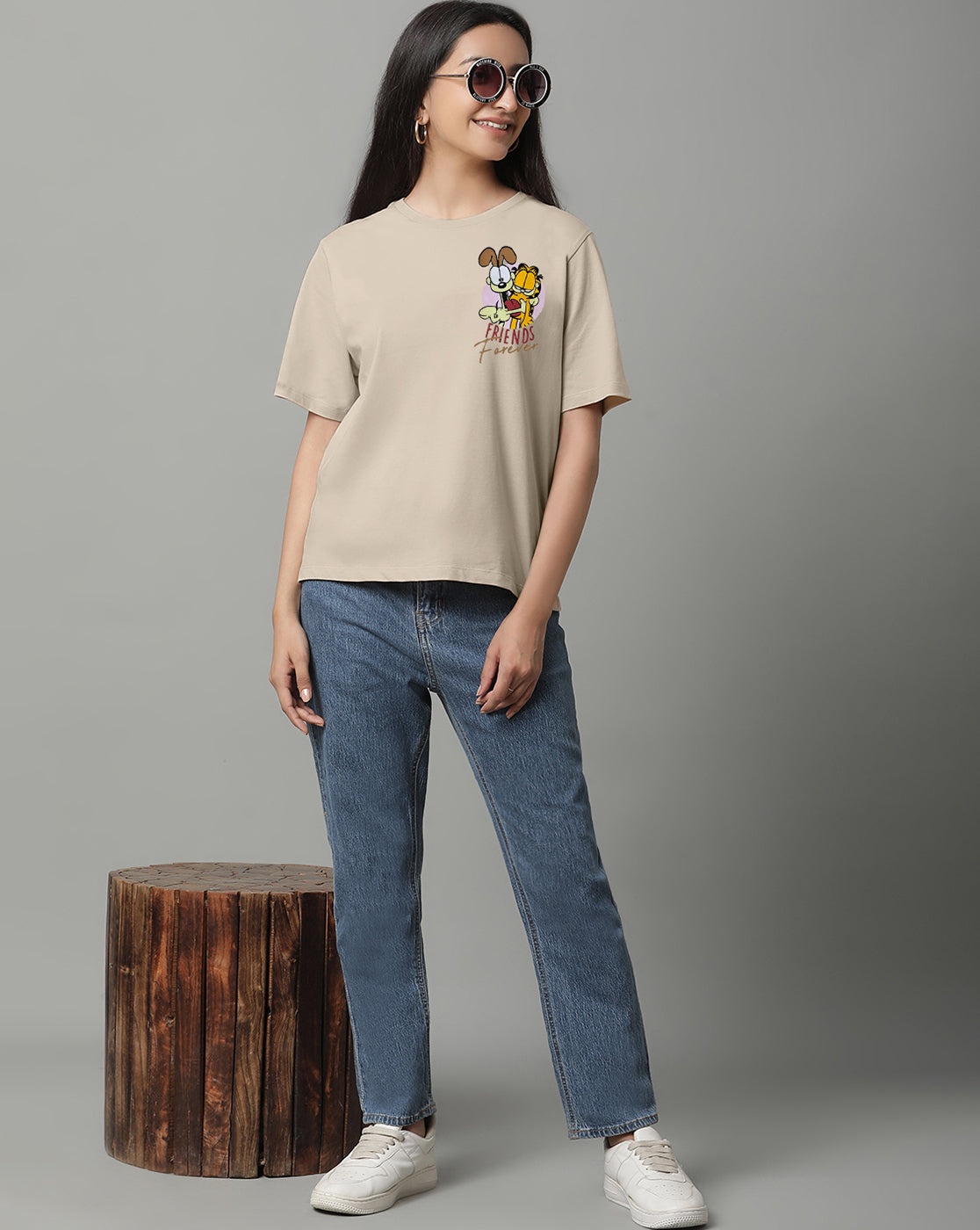 Garfield Beige Regular Fit Tshirt Women