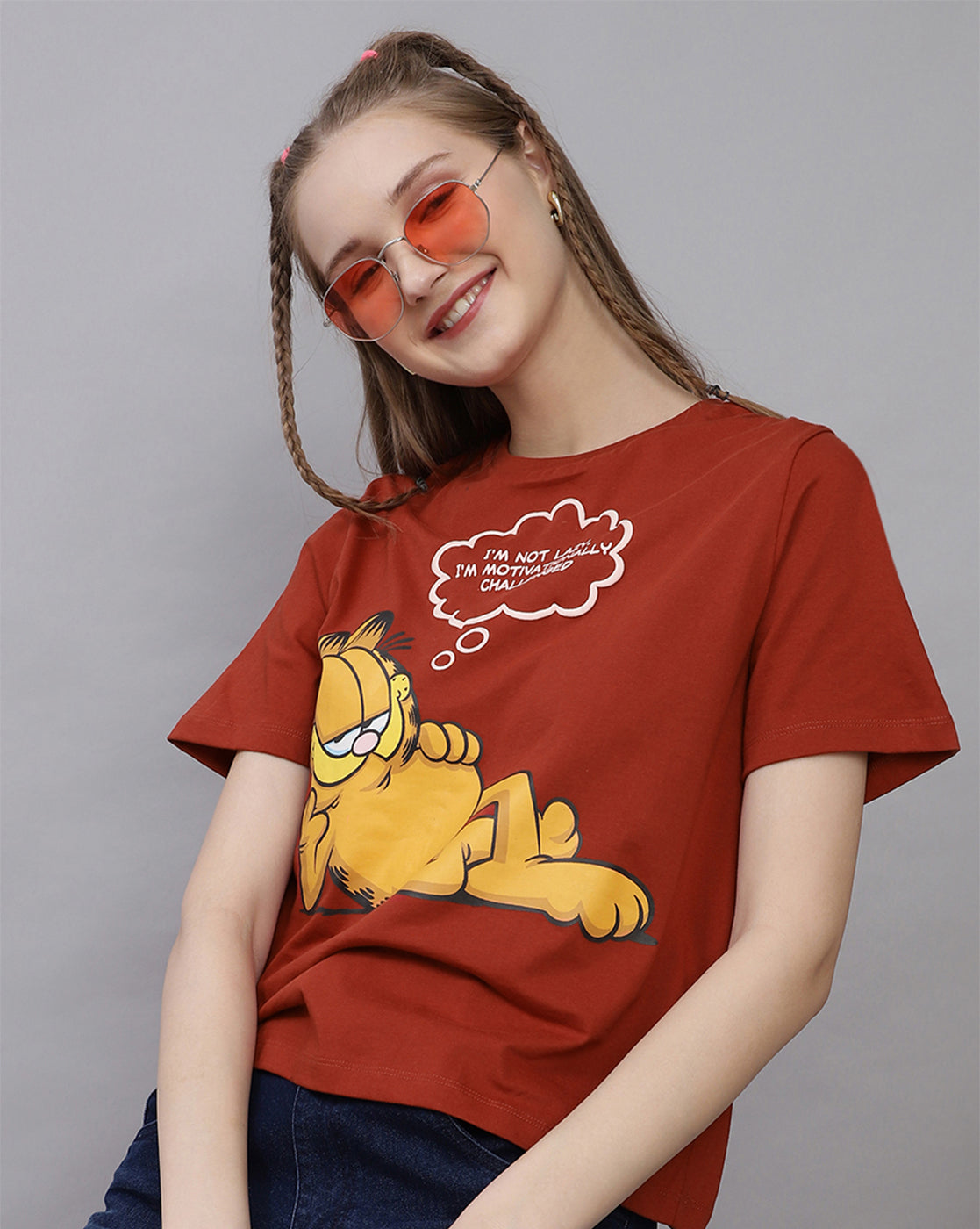 Garfield Printed Regular Fit Tshirt For Women