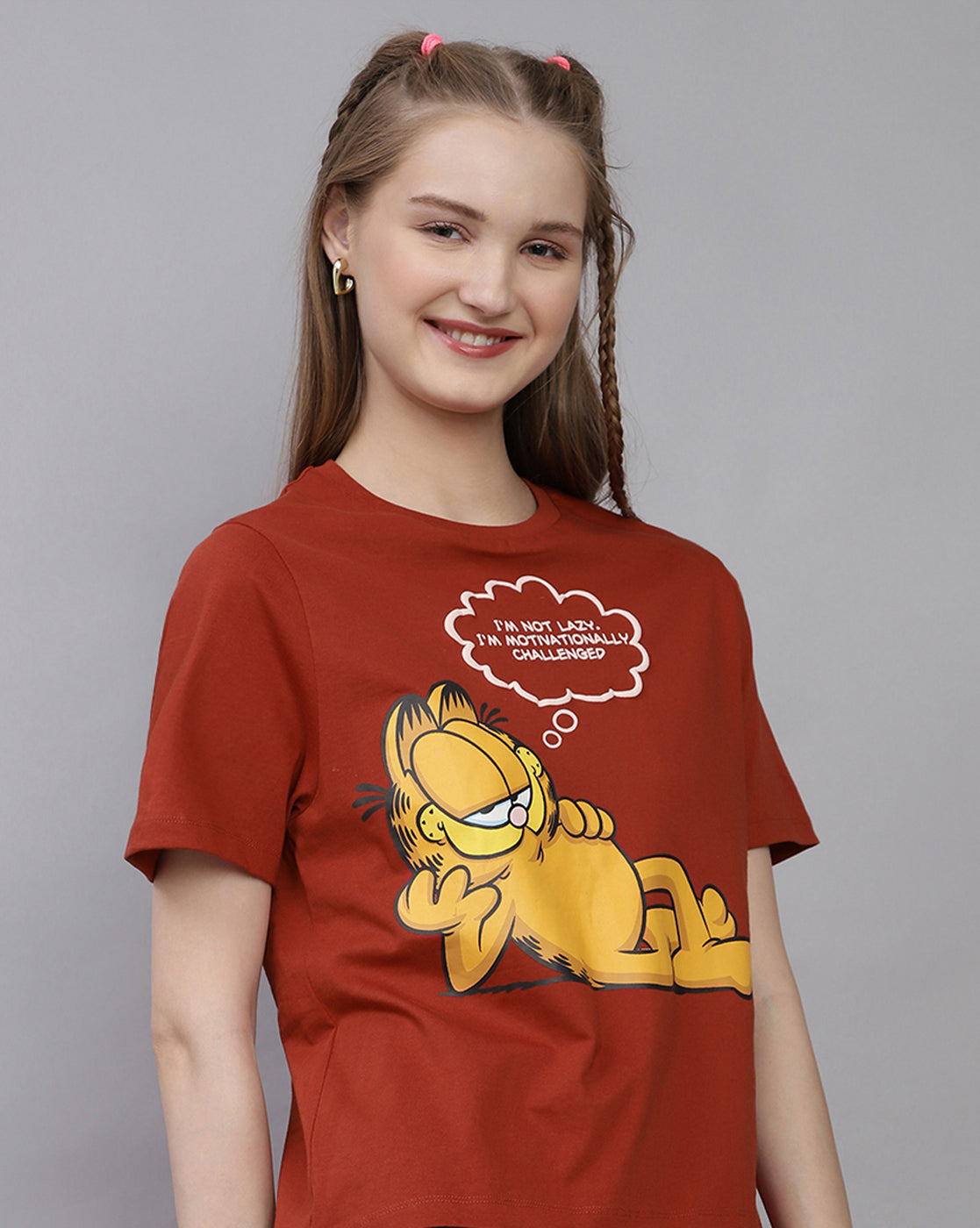 Garfield Printed Regular Fit Tshirt For Women