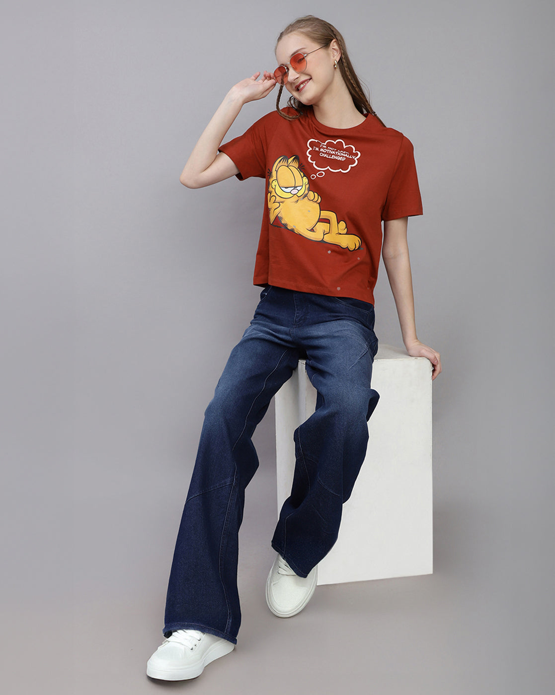 Garfield Printed Regular Fit Tshirt For Women