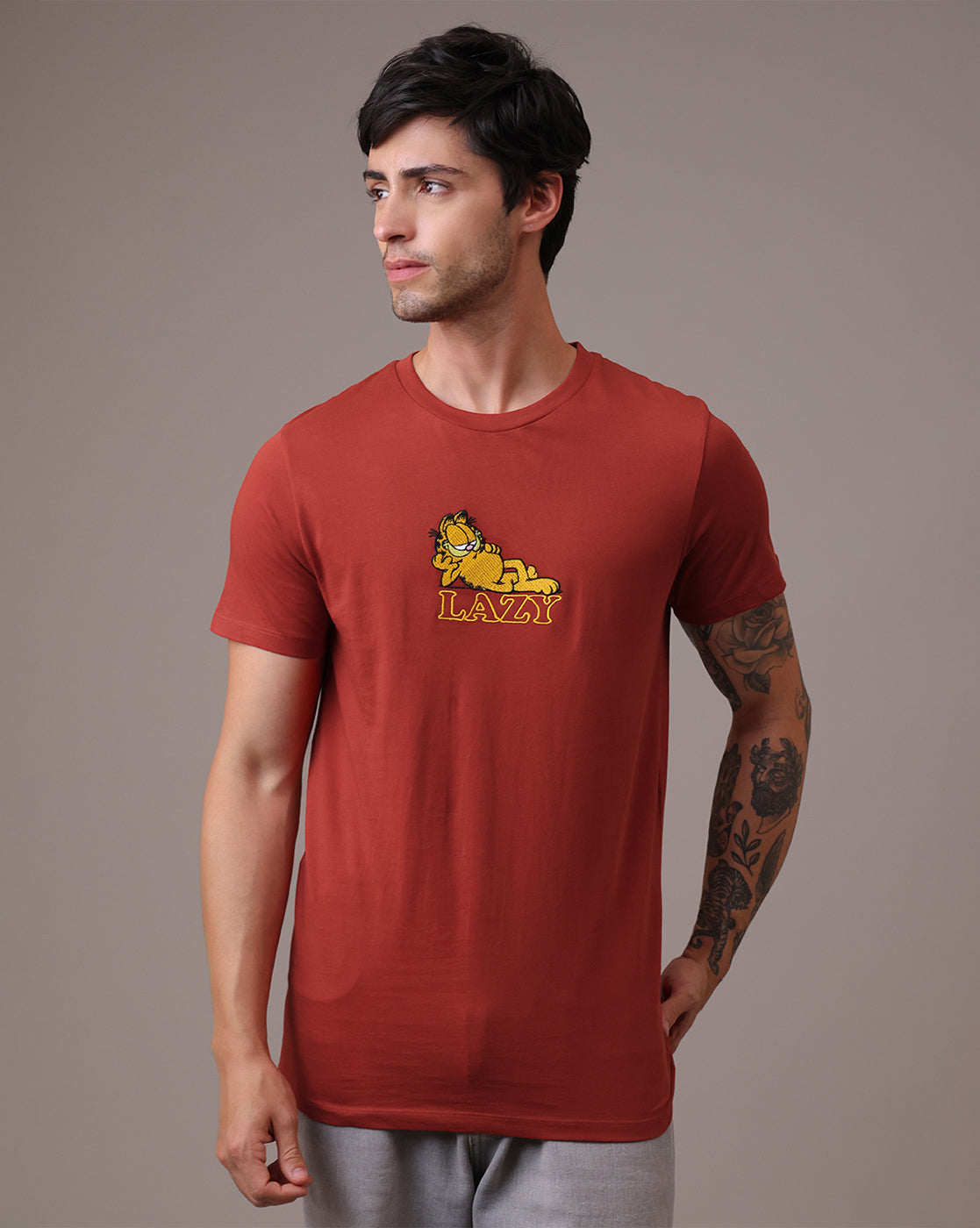 Garfield Embroidered Regular Fit Tshirt