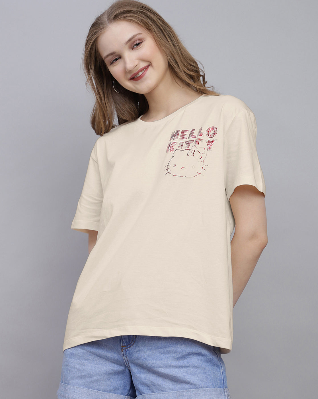 Hello Kitty Printed Oversized Tshirt For Women