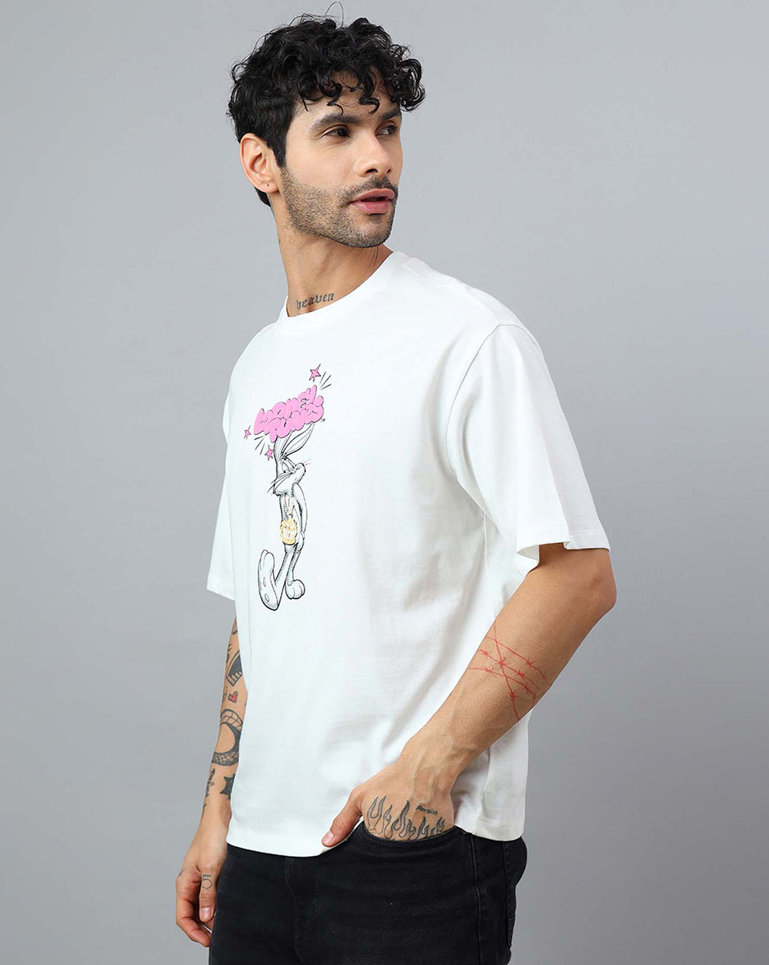 Looney Tunes Printed Oversized Tshirt For Men