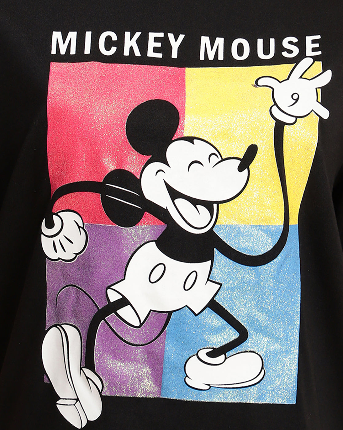 Mickey Mouse Black Regular Fit Tshirt Women