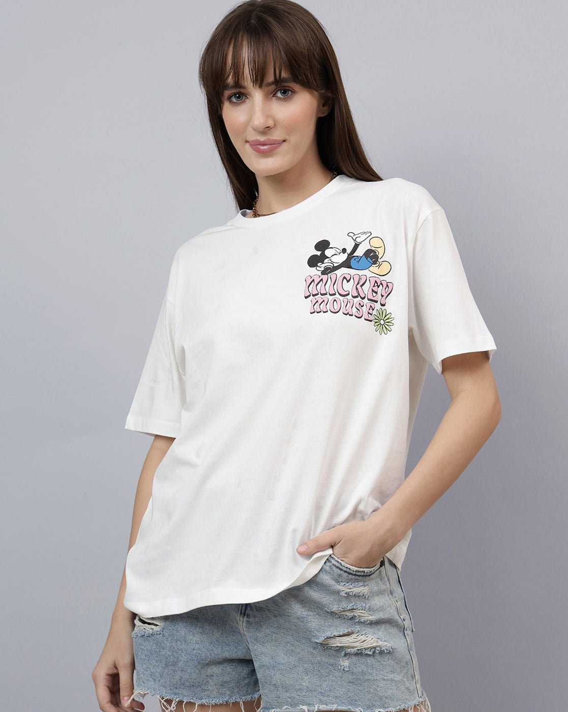 Mickey & Friends Printed Oversized Tshirt For Women