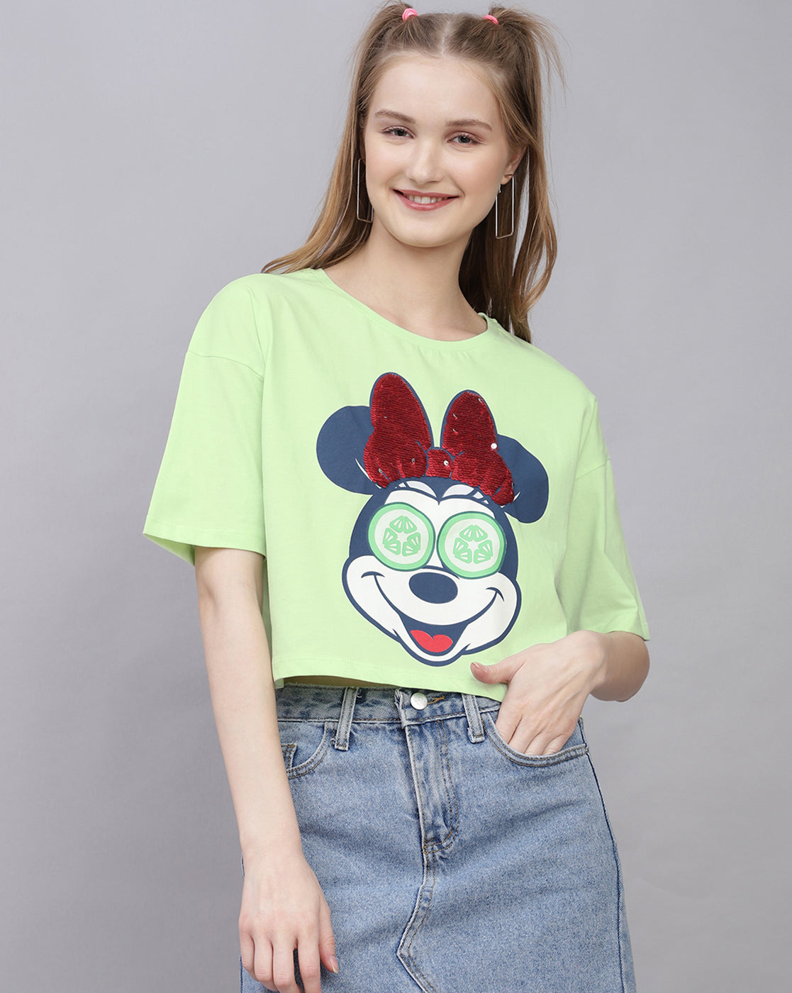 Mickey & Friends Printed Boxy Fit Tshirt For Women
