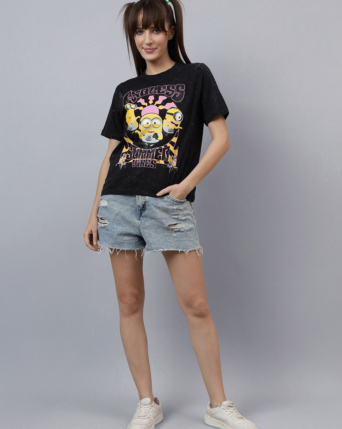 Minions Printed Regular Fit Tshirt For Women