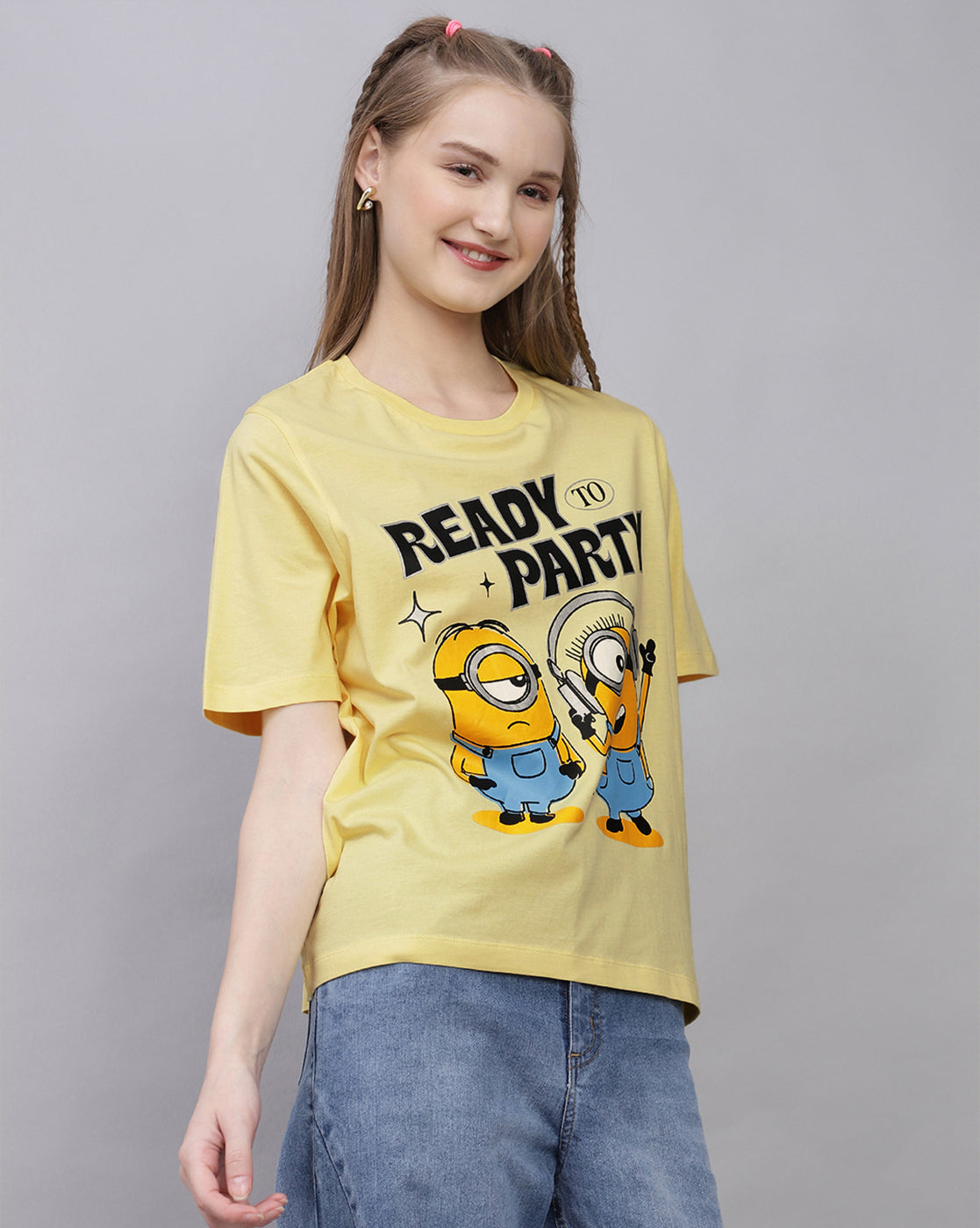 Minions Printed Regular Fit Tshirt For Women