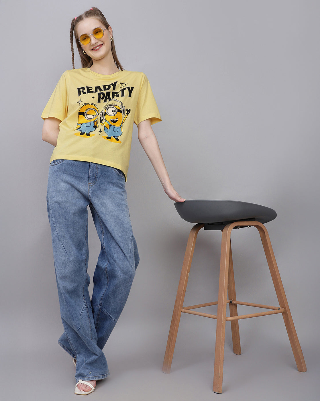 Minions Printed Regular Fit Tshirt For Women