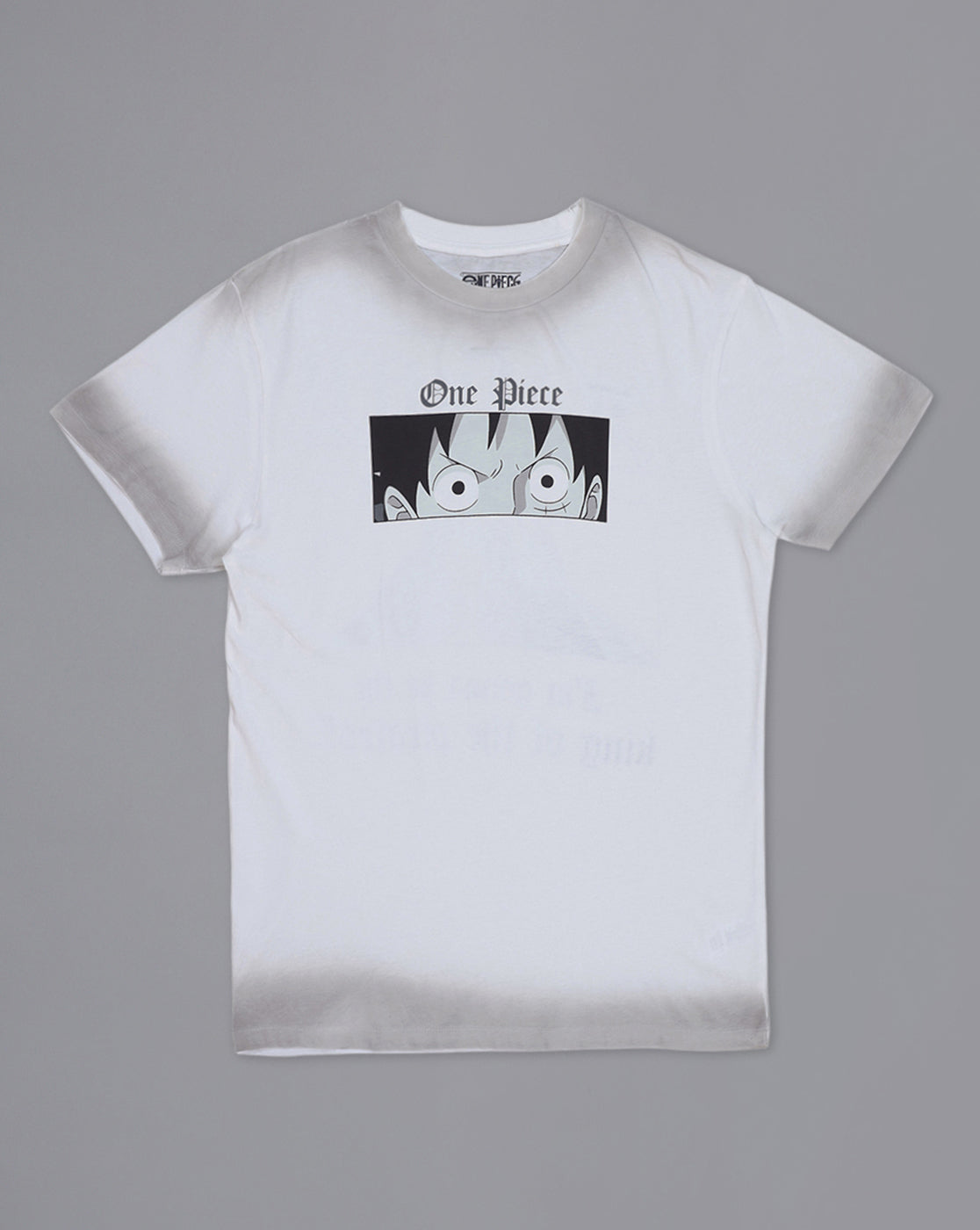 One Piece: Luffy Anime Printed Pure Cotton Off White Regular Fit Tshirt For Men