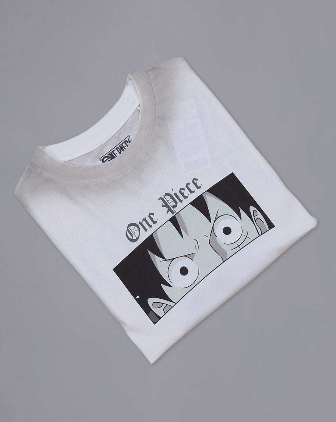 One Piece: Luffy Anime Printed Pure Cotton Off White Regular Fit Tshirt For Men