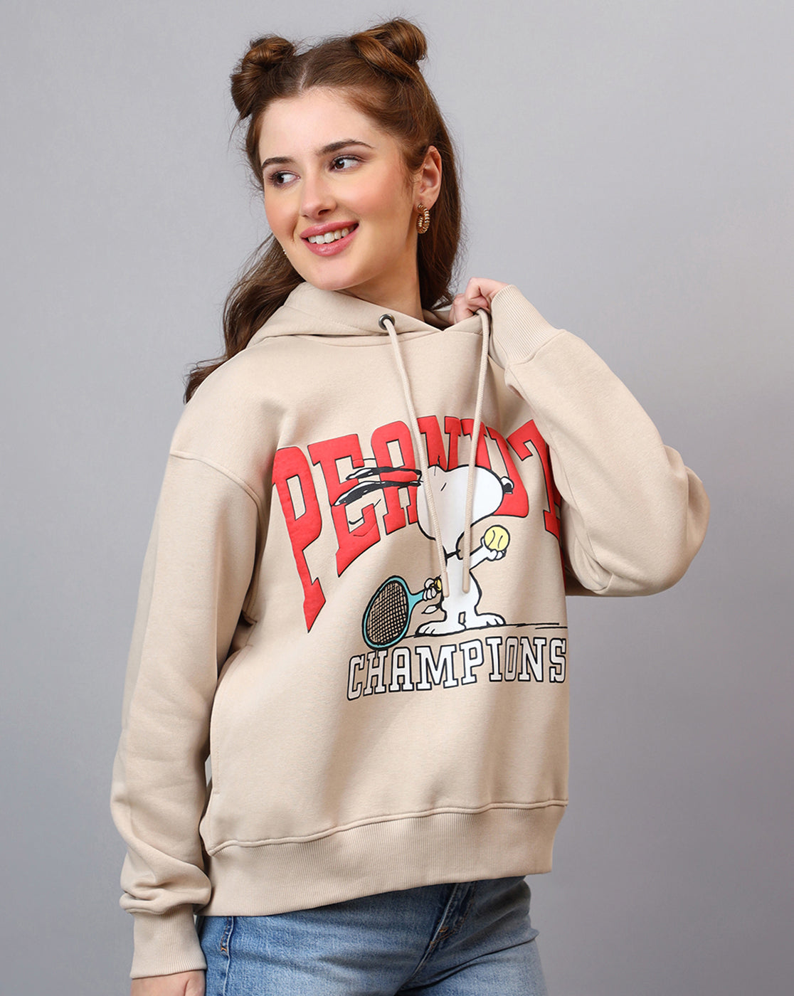 Peanuts Printed Relaxed Fit Hoodie For Women