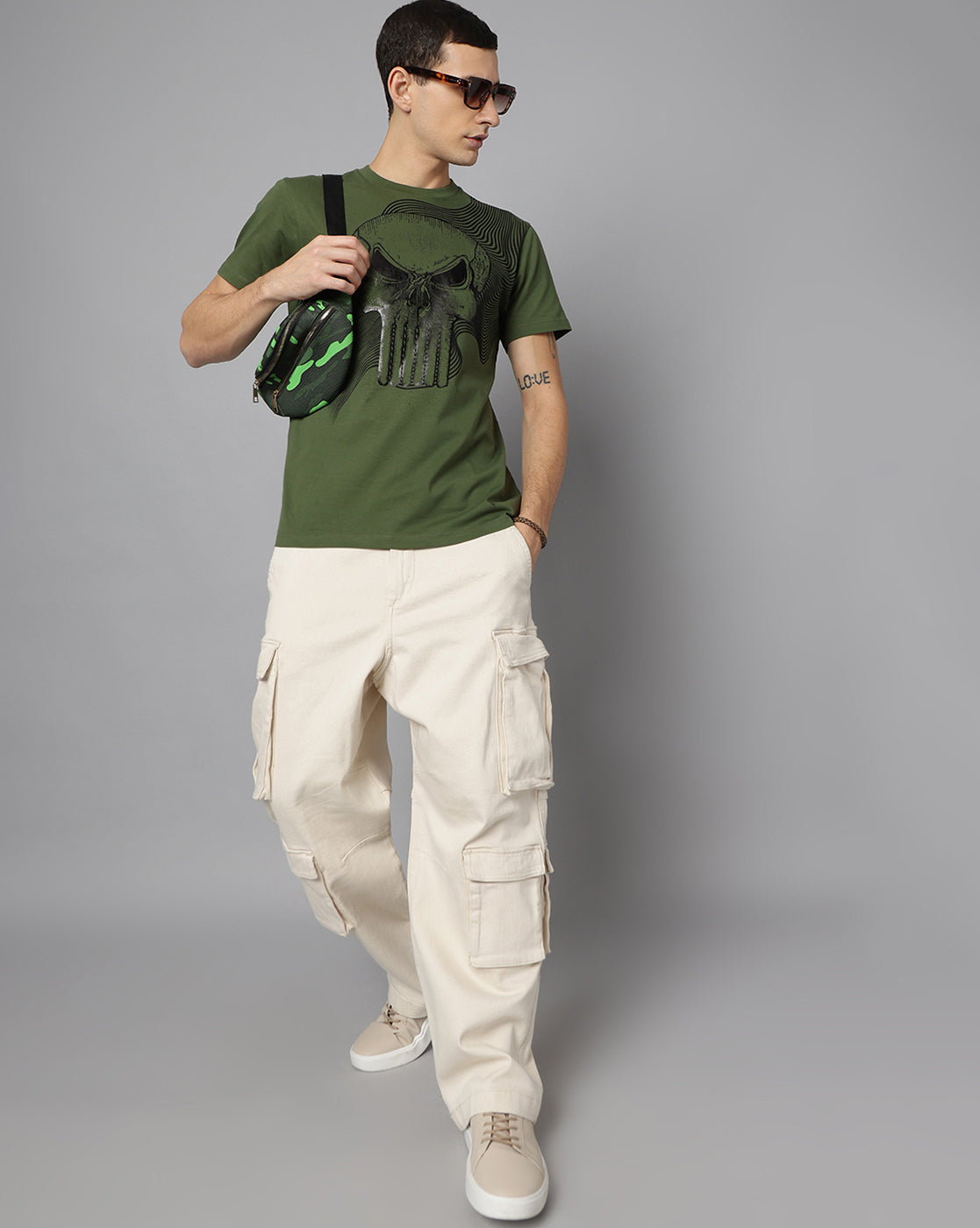 Punisher Regular Fit Olive Tshirt Men