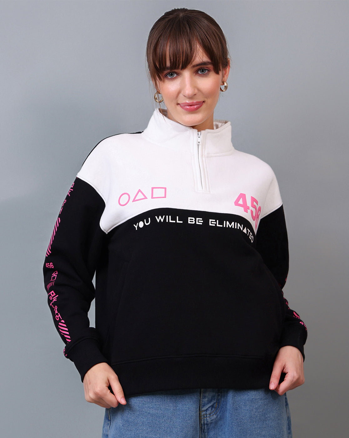 Squid Game Printed Relaxed Fit Sweatshirt For Women