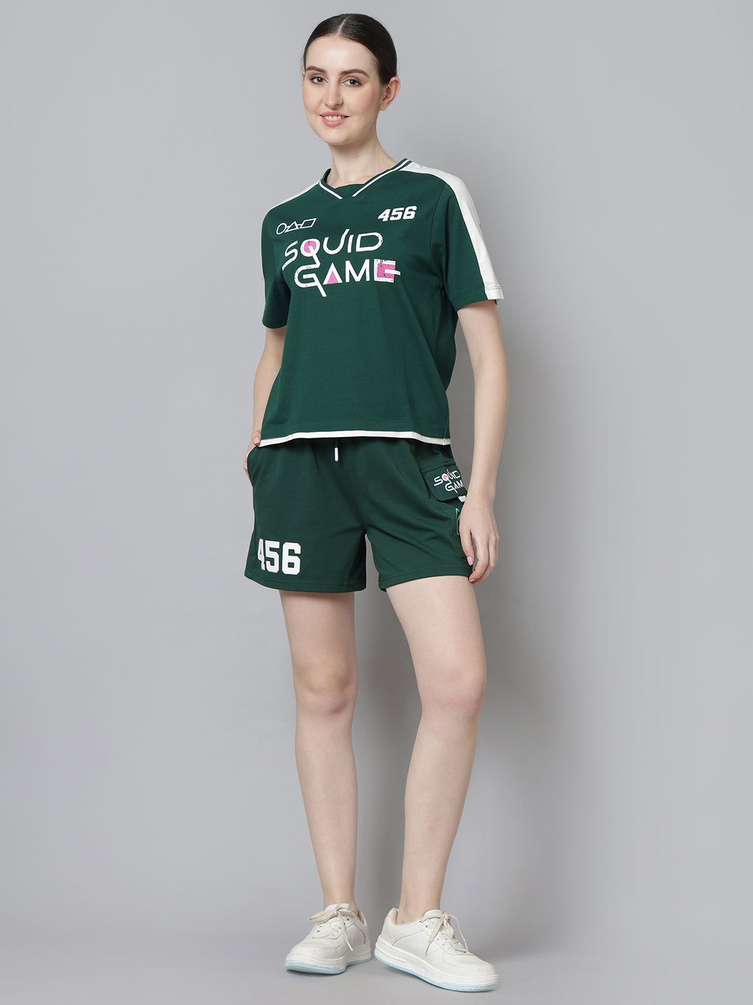 Squid Game Printed T-Shirt & Shorts Co-Ords Set For Women