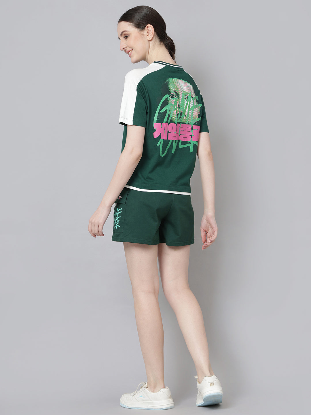 Squid Game Printed T-Shirt & Shorts Co-Ords Set For Women
