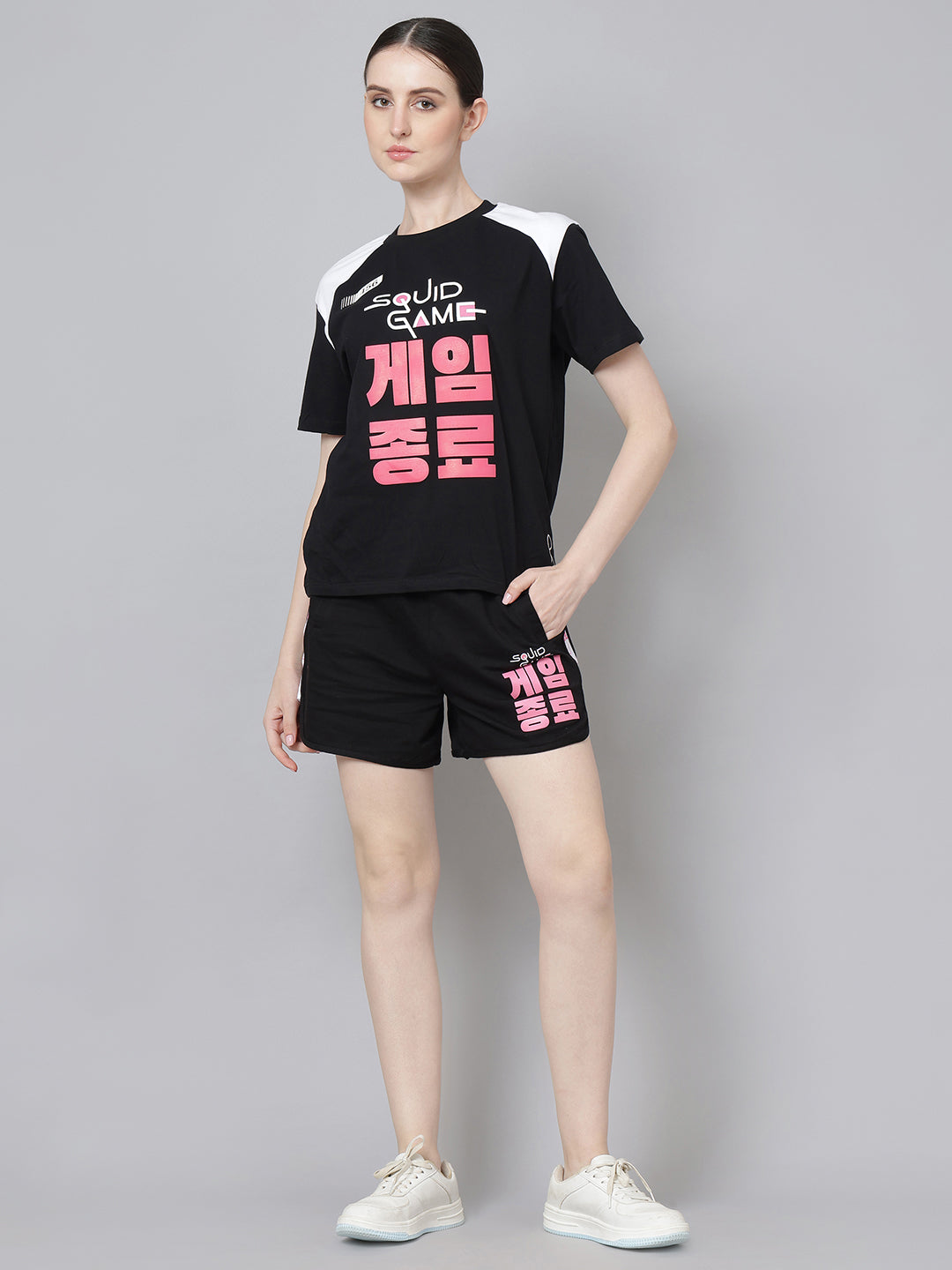 Squid Game Printed T-Shirt & Shorts Co-Ords Set For Women