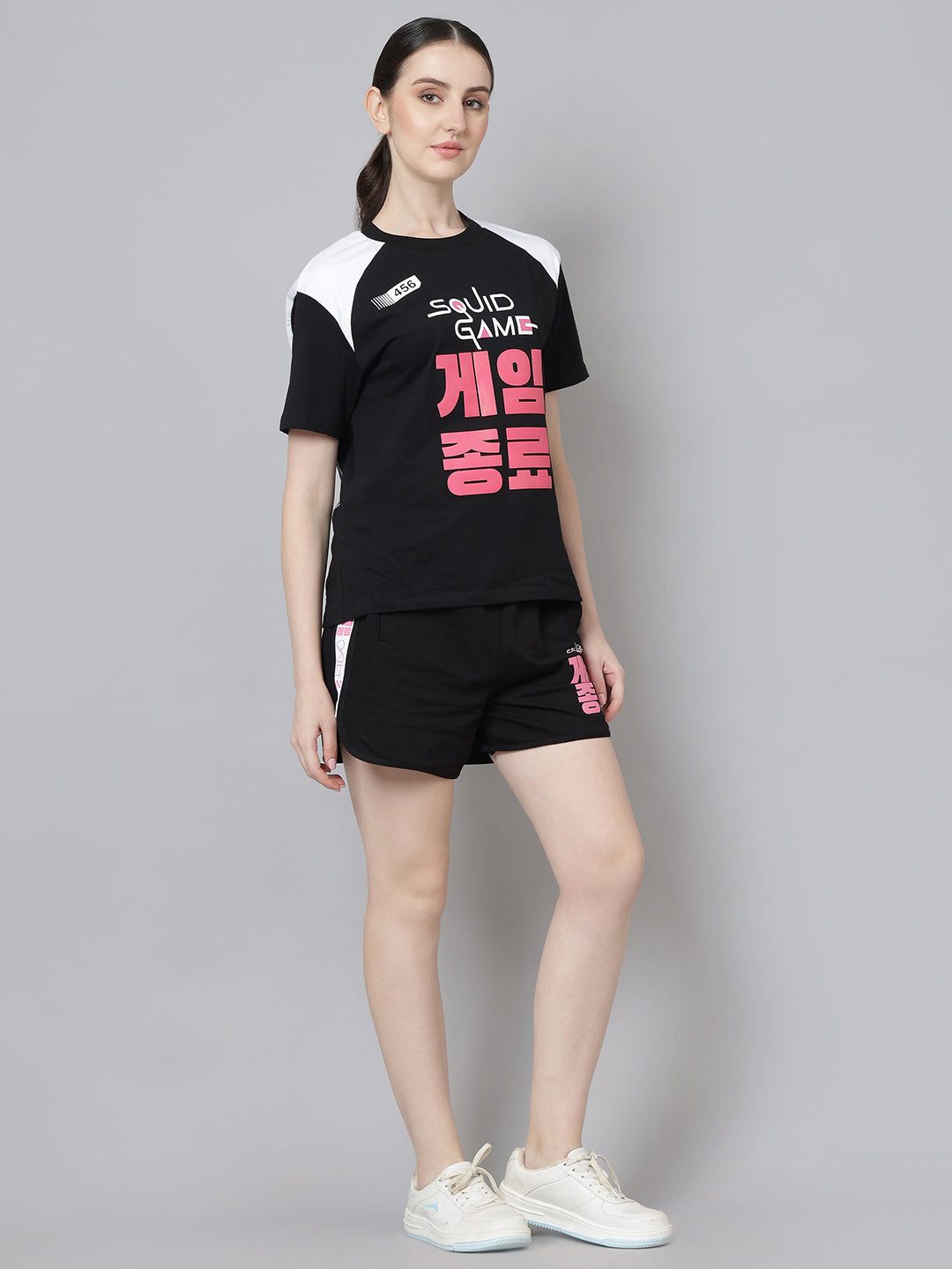 Squid Game Printed T-Shirt & Shorts Co-Ords Set For Women