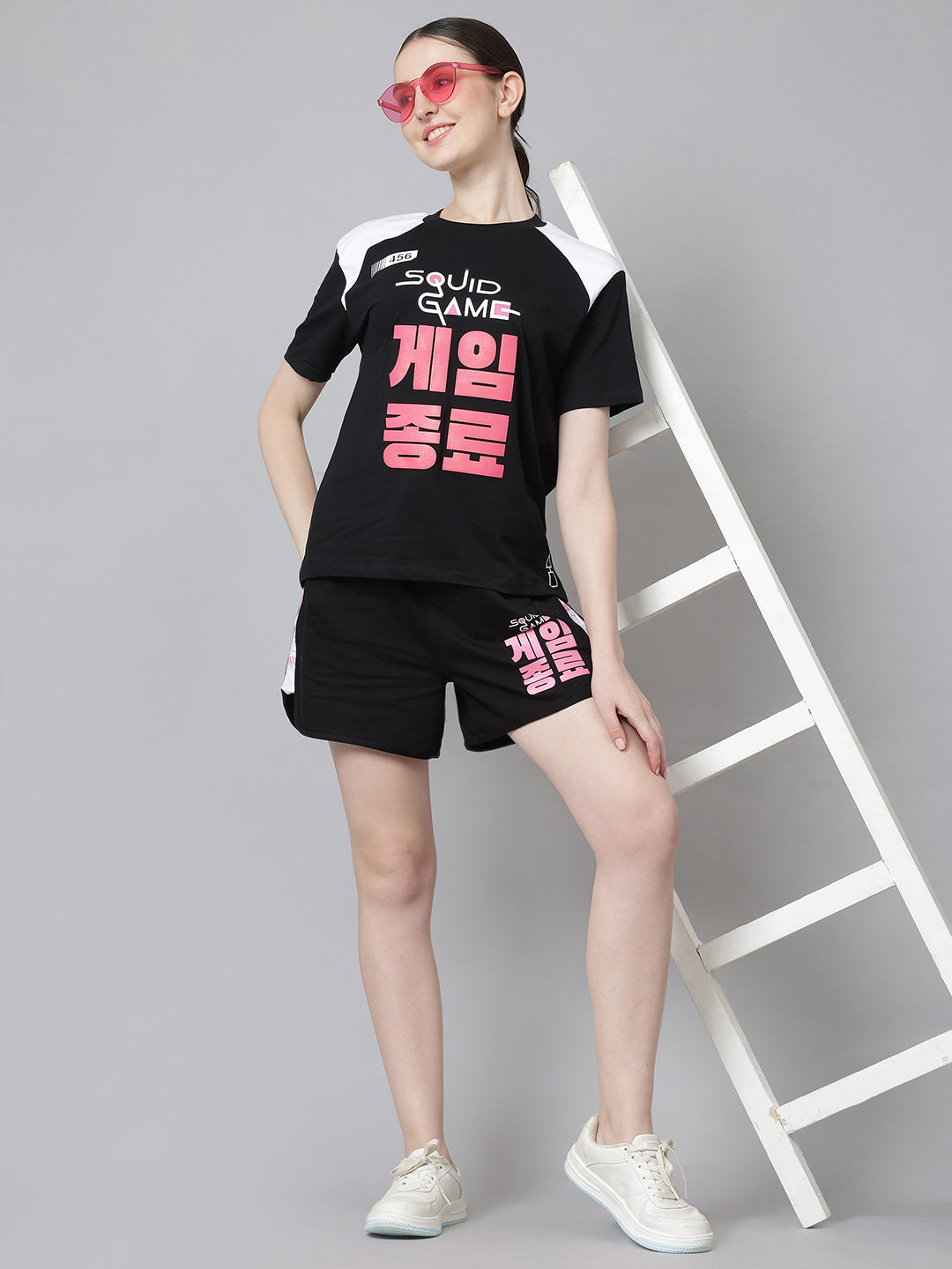 Squid Game Printed T-Shirt & Shorts Co-Ords Set For Women