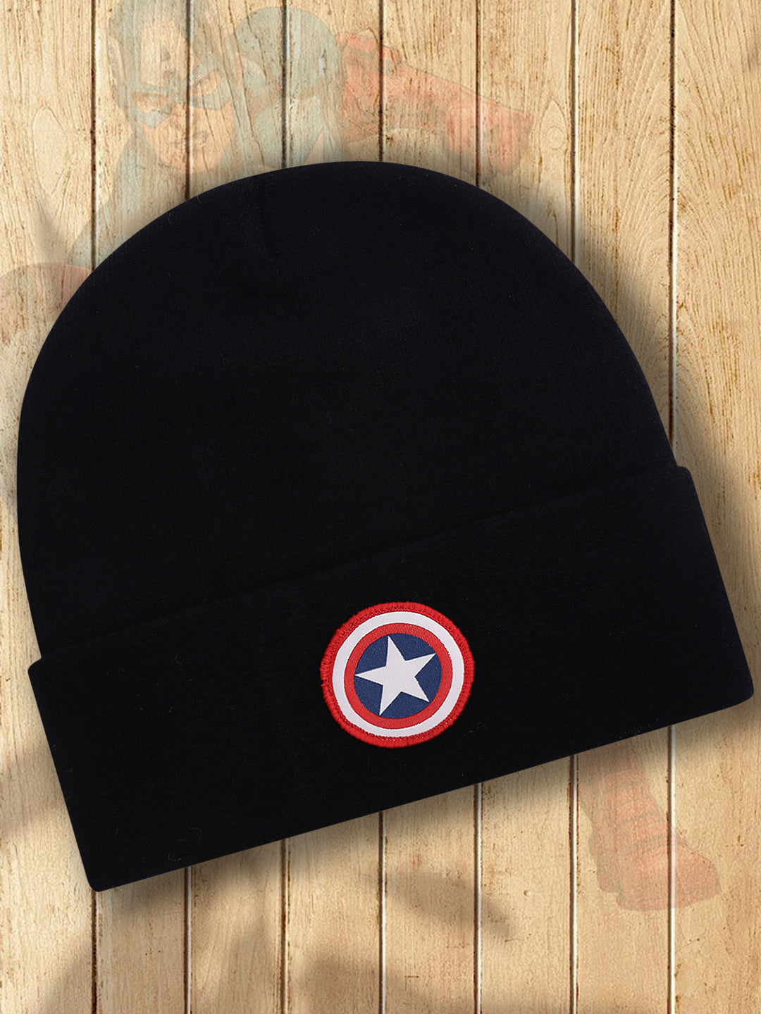 Free Authority Young Men Captain America Printed Black Beanies