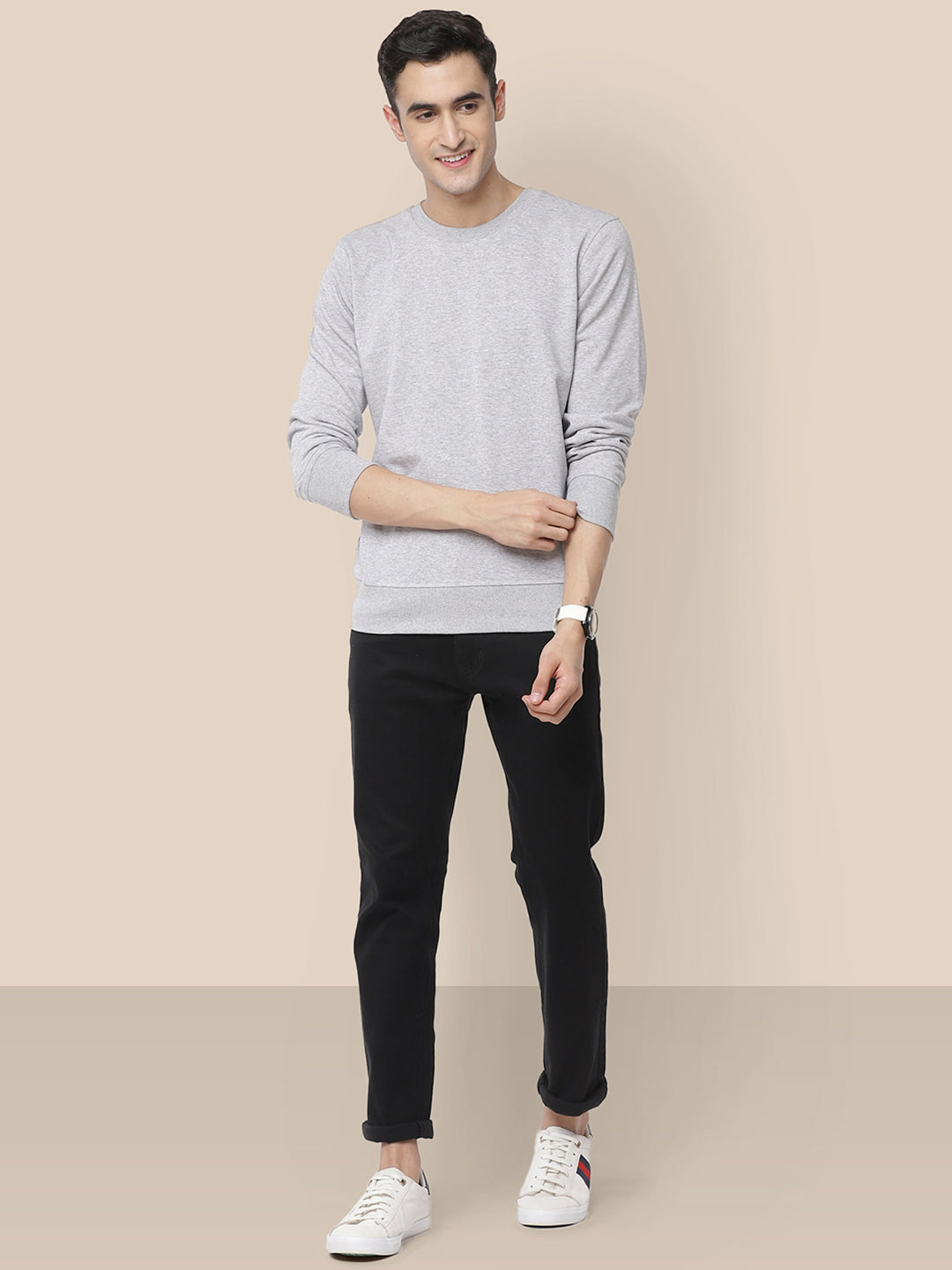 Grey Melange Sweatshirt Men