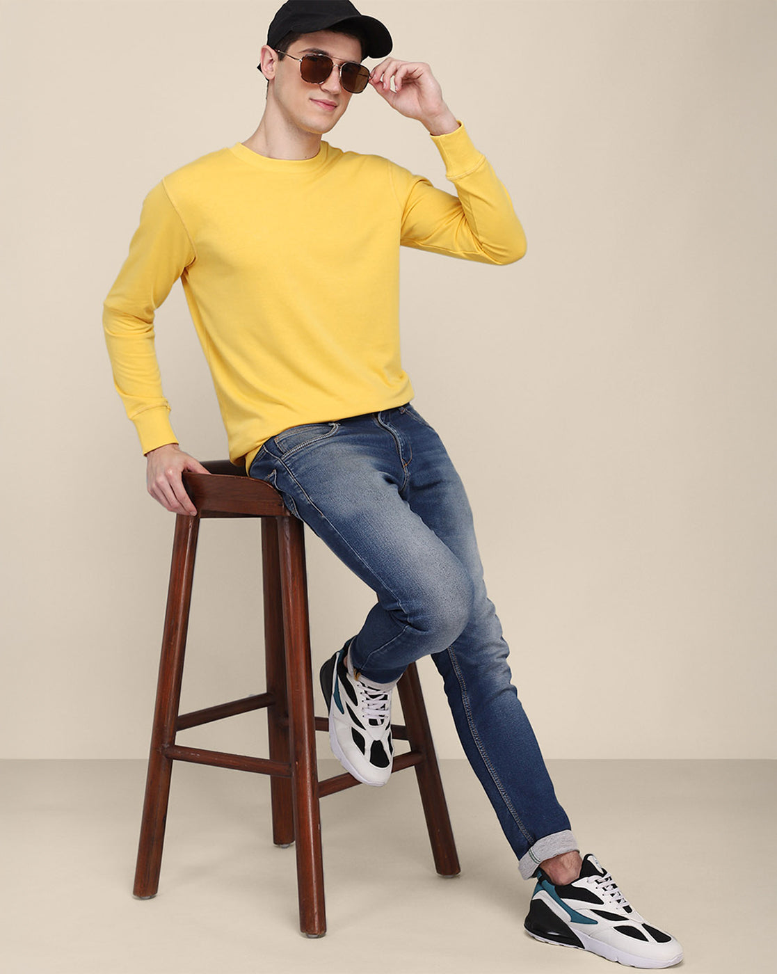 Men Yellow Regular Fit Sweatshirt