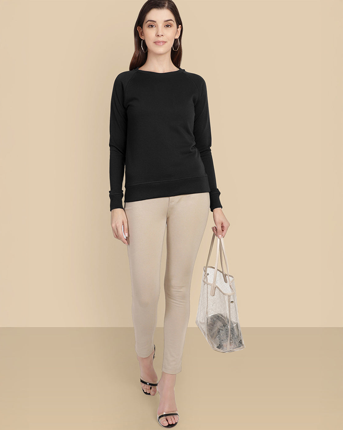 Women Black Regular Fit Sweatshirt